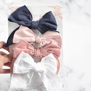 Big Girl's Cotton Fabric Bow Clip Set of 4 (Jane Set of 4)